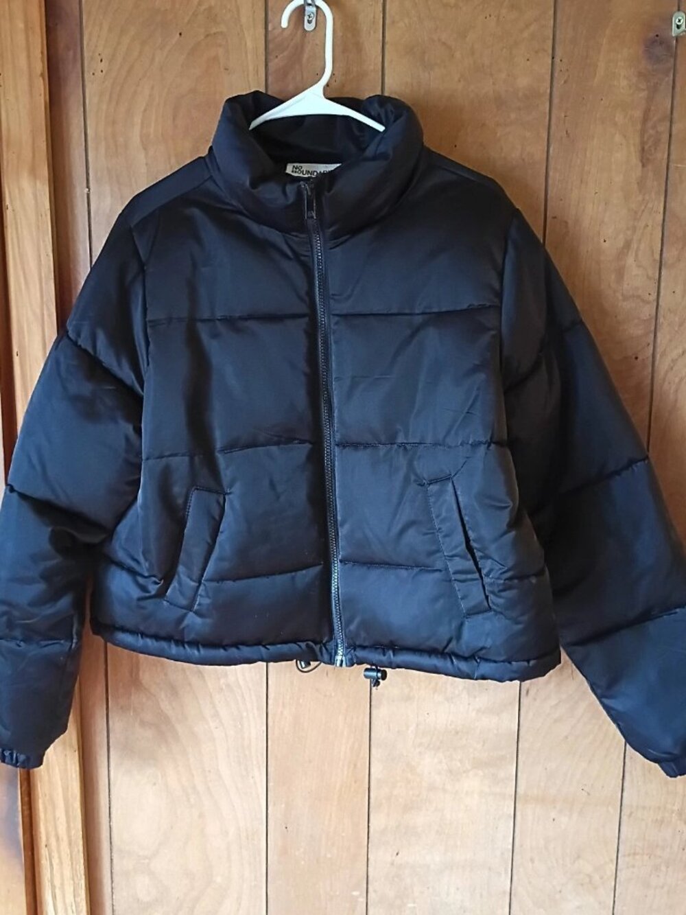 No Boundaries Black Puffer Jacket Women's Size Large Zip Front Pockets